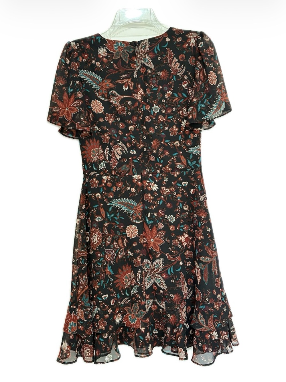 Kensie Floral Paisley Mini Dress Black Multi Size 2 Like New - Picture 2 of 5